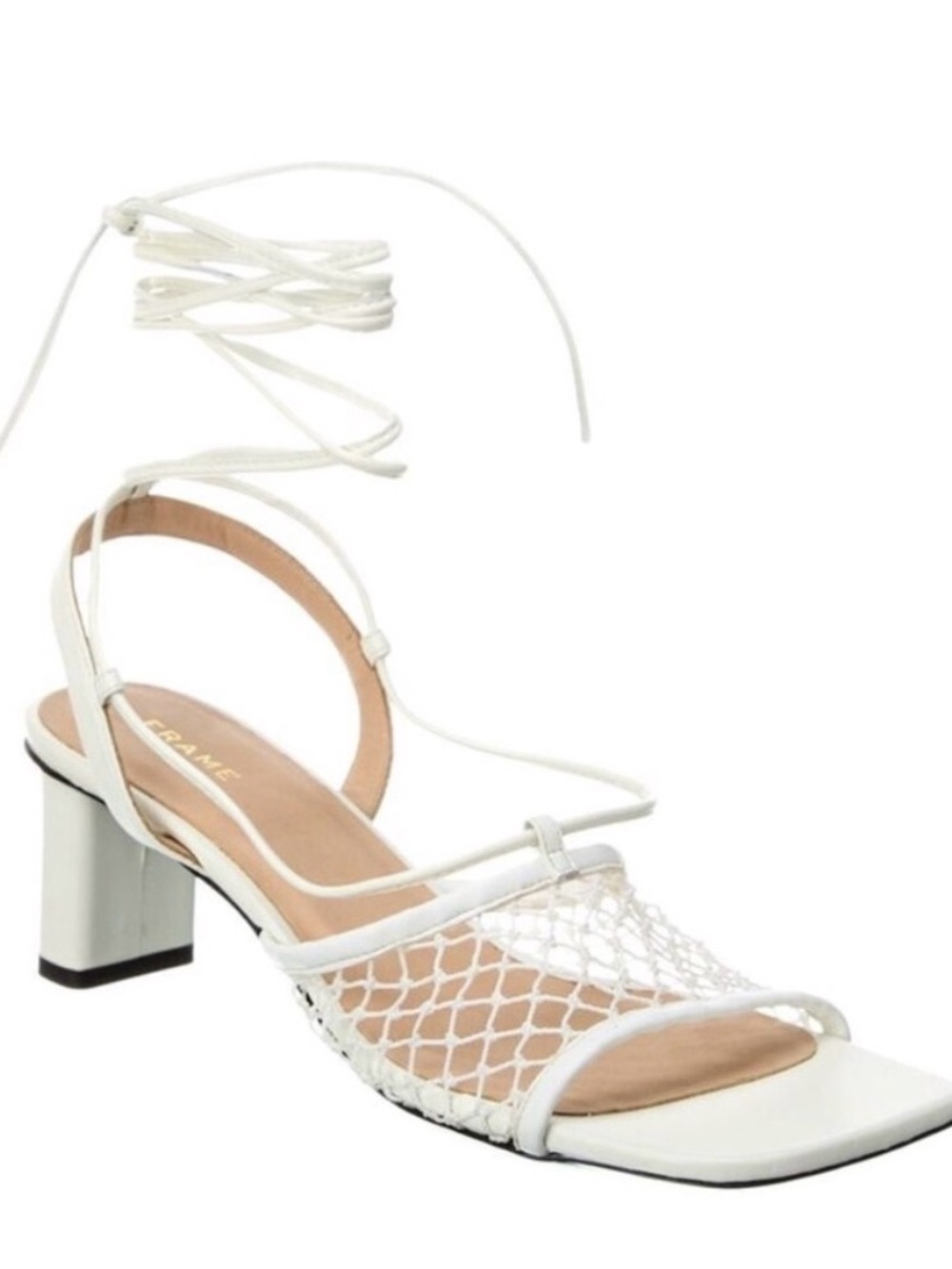 FRAME Denim Le Adelaide Crochet & Leather Lace-Up Sandal